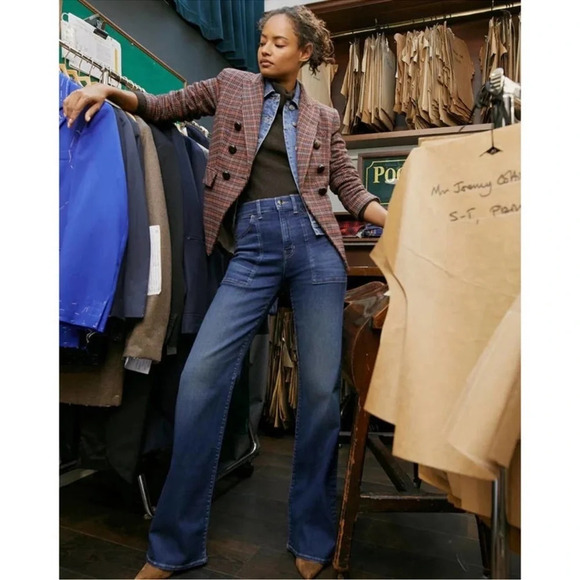 Veronica Beard Crosbie Wide Leg High Rise Astro Wash Jeans Size 32 - Picture 13 of 13